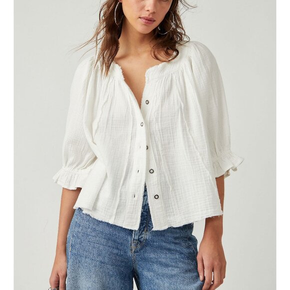 🆕 FREE PEOPLE Lucy Solid Swing Top / Optic White - Picture 4 of 16